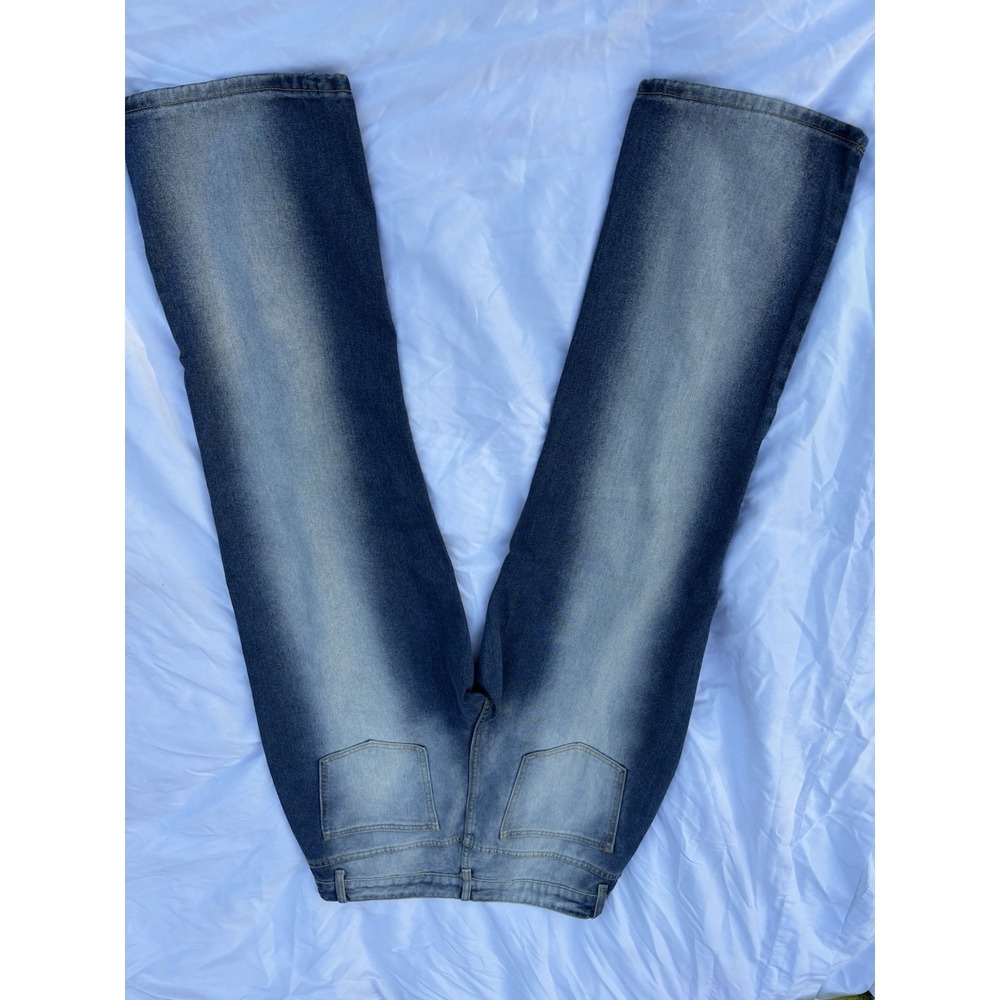 Pretty Little Thing Saddleback Jeans Size 8 Midwash 90s Wide Leg - Picture 7 of 8